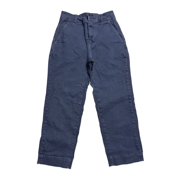 Everlane Organic Cotton Straight Leg Crop Pants Navy Blue High Rise Size 4 - Picture 1 of 6